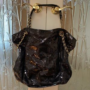 Betsy Johnson Black sequin tote